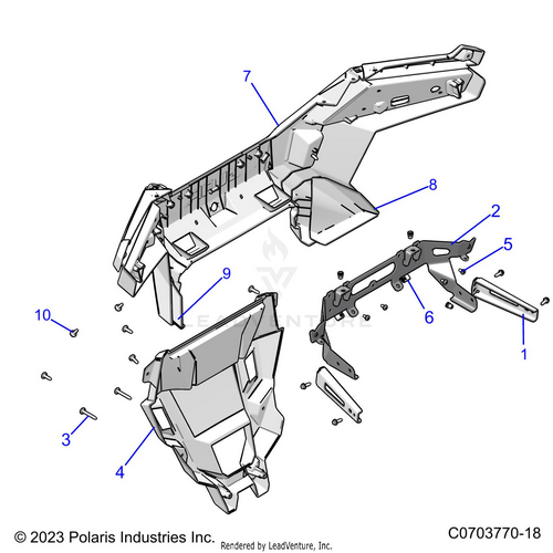 An Image of a Genuine Polaris Parts Schematic Diagram showing the schematic - BODY: REAR BUMPER - 2024 POLARIS RZR PRO XP PREMIUM