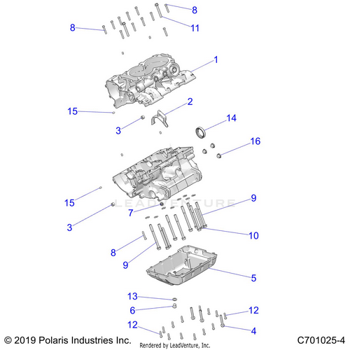 An Image of a Genuine Polaris Parts Schematic Diagram showing the schematic - ENGINE: CRANKCASE - 2020 POLARIS RZR TRAIL 900