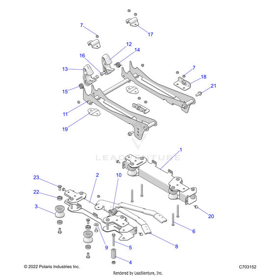 An Image of a Genuine Polaris Parts Schematic Diagram showing the schematic - BODY: SEAT MOUNTING DRIVER - 2023 POLARIS RZR PRO R ULTIMATE