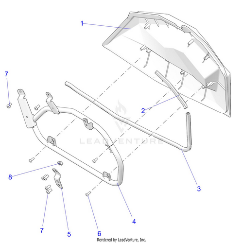 An Image of a Genuine Polaris Parts Schematic Diagram showing the schematic - BODY: DOORS FRONT LOWER - 2021 POLARIS RZR S 4 1000