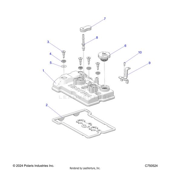 An Image of a Genuine Polaris Parts Schematic Diagram showing the schematic - ENGINE: VALVE COVER - 2025 POLARIS RZR XP 4 1000 PREMIUM