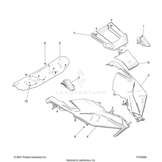 An Image of a Genuine Polaris Parts Schematic Diagram showing the schematic - BODY: HOOD - 2022 POLARIS RZR TURBO R 4 ULTIMATE