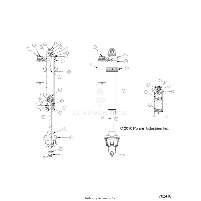 An Image of a Genuine Polaris Parts Schematic Diagram showing the schematic - SUSPENSION: FRONT SHOCK INTERNALS - 2022 POLARIS RZR XP 1000 TRAILS & ROCKS