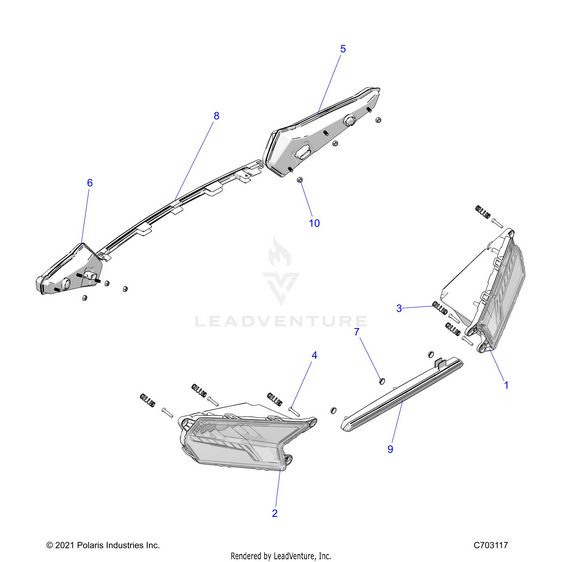 An Image of a Genuine Polaris Parts Schematic Diagram showing the schematic - ELECTRICAL: HEADLIGHTS AND TAILLIGHTS - 2024 POLARIS RZR XP 1000 SPORT