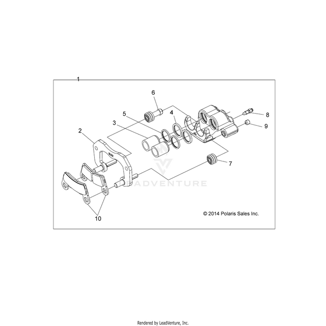 An Image of a Genuine Polaris Parts Schematic Diagram showing the schematic - BRAKES: REAR CALIPER - 2017 POLARIS RZR 900/900 EPS