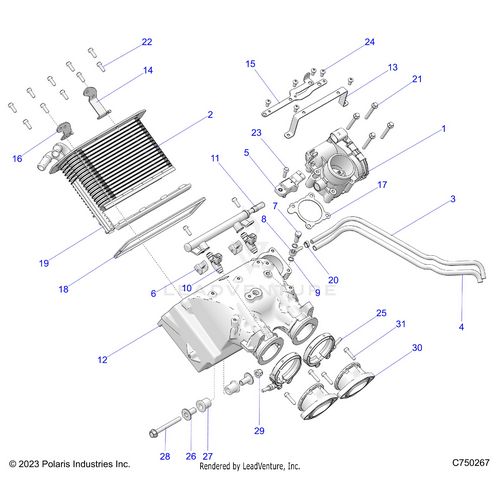 An Image of a Genuine Polaris Parts Schematic Diagram showing the schematic - ENGINE: AIR INTAKE MANIFOLD - 2026 POLARIS RZR PRO S 4 ULTIMATE