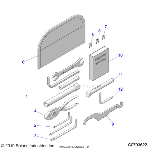An Image of a Genuine Polaris Parts Schematic Diagram showing the schematic - REFERENCES: OWNERS MANUAL AND TOOL KIT - 2021 POLARIS RZR PRO XP 4 ULTIMATE