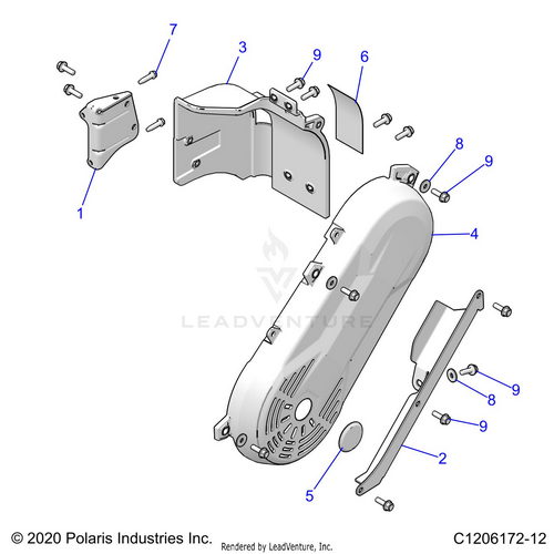 An Image of a Genuine Polaris Parts Schematic Diagram showing the schematic - ENGINE: SHIELDS - 2025 POLARIS RZR PRO R 4 SPORT
