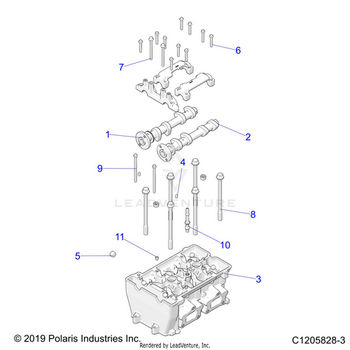 An Image of a Genuine Polaris Parts Schematic Diagram showing the schematic - ENGINE: CYLINDER HEAD - 2021 POLARIS RZR PRO XP 4 PREMIUM CA