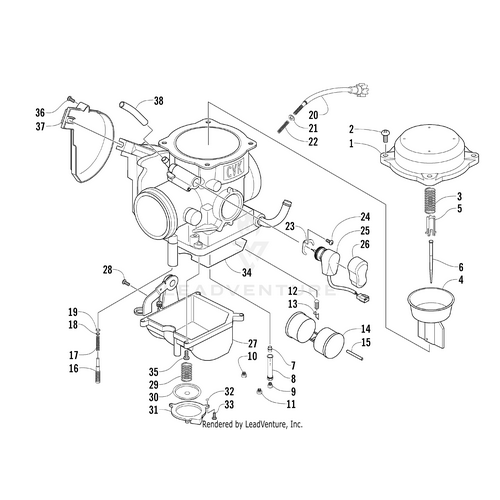 Exploded view diagram of the Cover by Arctic Cat, with numbered OEM parts—screws, gaskets, hoses, springs—perfect for identification and assembly on your Arctic Cat Wildcat.