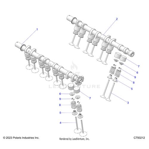 An Image of a Genuine Polaris Parts Schematic Diagram showing the schematic - ENGINE: VALVES - 2026 POLARIS RZR PRO R RACE
