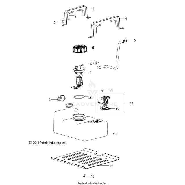 An Image of a Genuine Polaris Parts Schematic Diagram showing the schematic - ENGINE: FUEL SYSTEM - 2015 POLARIS RZR 170