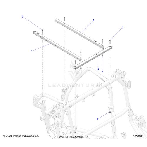 An Image of a Genuine Polaris Parts Schematic Diagram showing the schematic - CHASSIS: BOX MOUNTING - 2026 POLARIS RZR PRO S 4 ULTIMATE EVAP LE