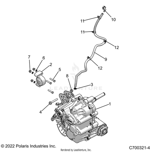 An Image of a Genuine Polaris Parts Schematic Diagram showing the schematic - DRIVE TRAIN: MAIN GEARCASE MOUNTING - 2023 POLARIS RZR XP 1000 SPORT