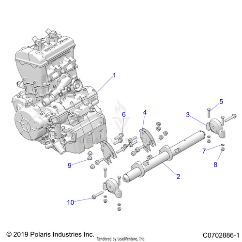 An Image of a Genuine Polaris Parts Schematic Diagram showing the schematic - ENGINE: MOUNTING & LONG BLOCK - 2021 POLARIS RZR PRO XP 4 PREMIUM CA