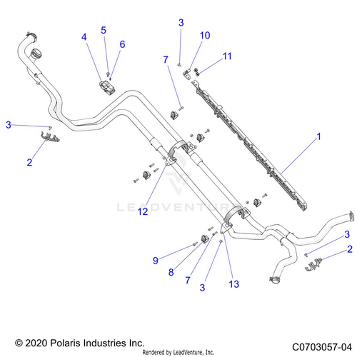 An Image of a Genuine Polaris Parts Schematic Diagram showing the schematic - ENGINE: COOLING HOSE MOUNTING - 2024 POLARIS RZR PRO R ULTIMATE
