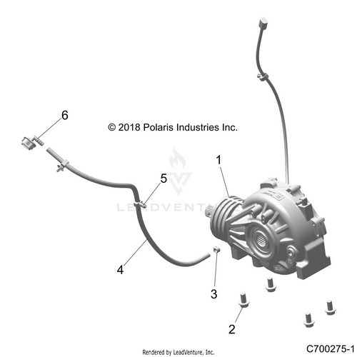 An Image of a Genuine Polaris Parts Schematic Diagram showing the schematic - DRIVE TRAIN: FRONT GEARCASE MOUNTING - 2020 POLARIS RZR XP 1000