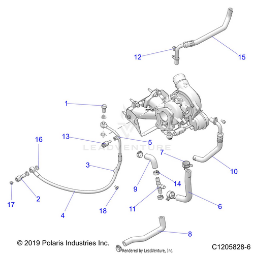 An Image of a Genuine Polaris Parts Schematic Diagram showing the schematic - ENGINE: TURBO COOLING AND OIL - 2021 POLARIS RZR PRO XP 4 ULTIMATE