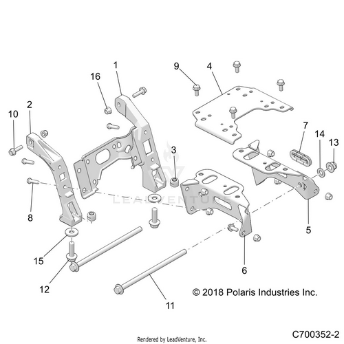 An Image of a Genuine Polaris Parts Schematic Diagram showing the schematic - CHASSIS: MOUNTING FRONT GEARCASE - 2020 POLARIS RZR TURBO S 4