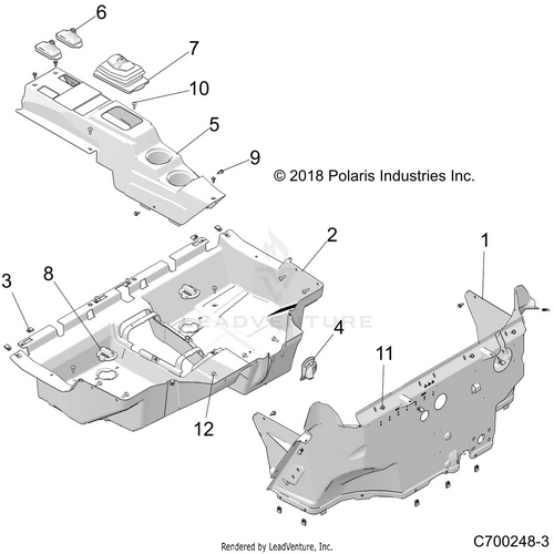An Image of a Genuine Polaris Parts Schematic Diagram showing the schematic - BODY: FLOOR - 2021 POLARIS RZR TURBO S 4