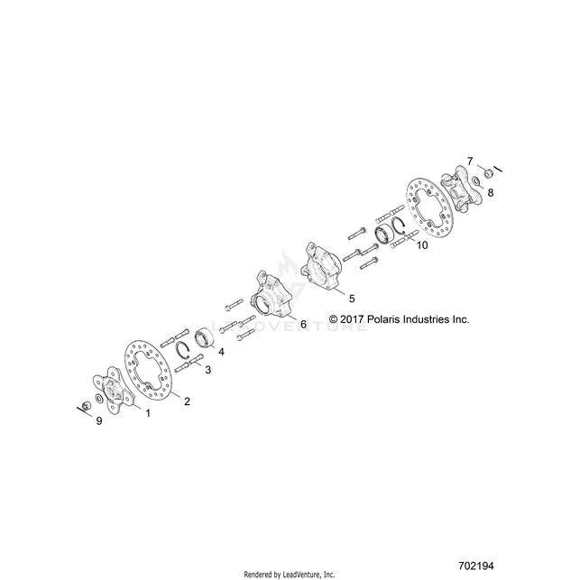 An Image of a Genuine Polaris Parts Schematic Diagram showing the schematic - SUSPENSION: REAR CARRIER AND HUB - 2018 POLARIS RZR XP TURBO S