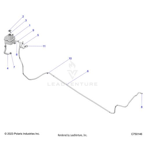 An Image of a Genuine Polaris Parts Schematic Diagram showing the schematic - ENGINE: COOLING SURGE TANK & HOSES - 2026 POLARIS RZR PRO R ULTIMATE