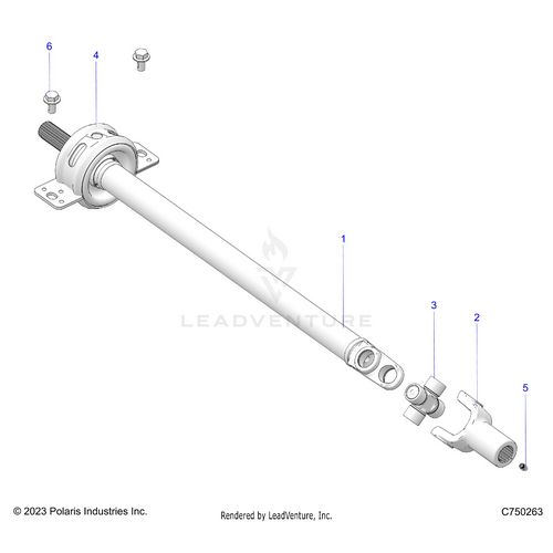An Image of a Genuine Polaris Parts Schematic Diagram showing the schematic - DRIVE TRAIN: PROP SHAFT MID - 2026 POLARIS RZR PRO S 4 ULTIMATE EVAP LE