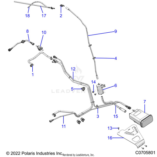 An Image of a Genuine Polaris Parts Schematic Diagram showing the schematic - FUEL: SYSTEM LINES EVAP - 2021 POLARIS RZR PRO XP 4 PREMIUM CA