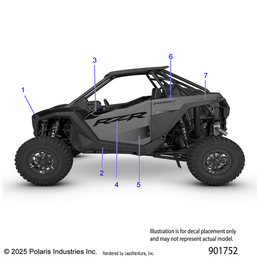 An Image of a Genuine Polaris Parts Schematic Diagram showing the schematic - BODY: DECALS GRAPHICS - 2026 POLARIS RZR PRO S ULTIMATE