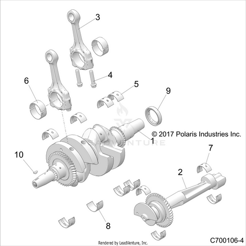 An Image of a Genuine Polaris Parts Schematic Diagram showing the schematic - ENGINE: CRANKSHAFT - 2021 POLARIS RZR RS1 EPS