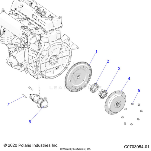 An Image of a Genuine Polaris Parts Schematic Diagram showing the schematic - ENGINE: STARTER FLYWHEEL AND RELATED - 2022 POLARIS RZR PRO R 4 SPORT