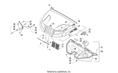 Exploded diagram of vehicle front hood assembly for 700 Efi, highlighting the OEM Arctic Cat Hood Decal - 700 Efi - Left among other numbered parts to assist with identification and installation.