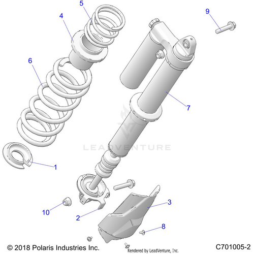 An Image of a Genuine Polaris Parts Schematic Diagram showing the schematic - SUSPENSION: REAR SHOCK MOUNTING - 2021 POLARIS RZR XP 1000