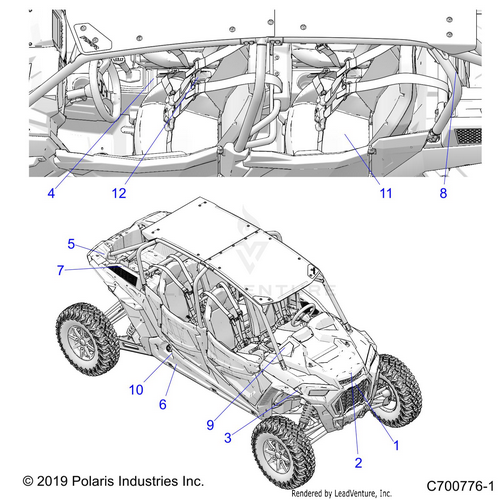 An Image of a Genuine Polaris Parts Schematic Diagram showing the schematic - BODY: DECALS COMMON - 2020 POLARIS RZR TURBO S 4