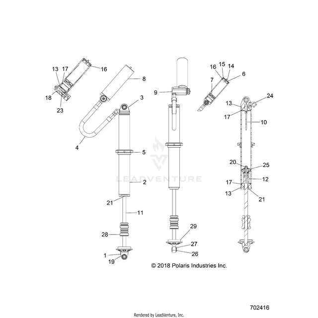An Image of a Genuine Polaris Parts Schematic Diagram showing the schematic - SUSPENSION: REAR SHOCK INTERNALS - 2022 POLARIS RZR RS1 EPS