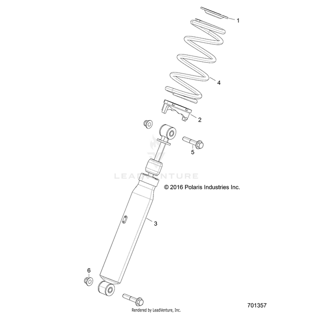 An Image of a Genuine Polaris Parts Schematic Diagram showing the schematic - SUSPENSION: FRONT SHOCK MOUNTING - 2017 POLARIS RZR 570 S