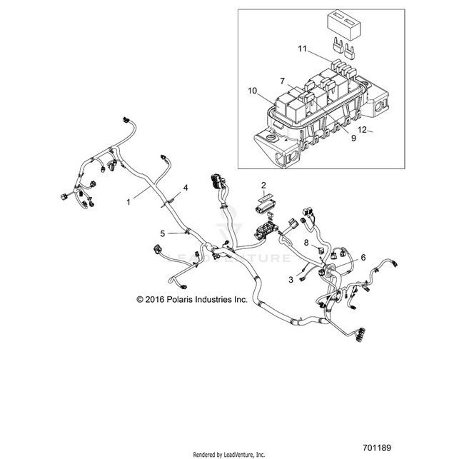 An Image of a Genuine Polaris Parts Schematic Diagram showing the schematic - ELECTRICAL: WIRE HARNESS - 2018 POLARIS RZR XP 1000