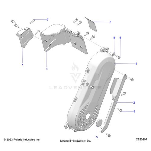 An Image of a Genuine Polaris Parts Schematic Diagram showing the schematic - ENGINE: SHIELDS - 2026 POLARIS RZR PRO R ULTIMATE