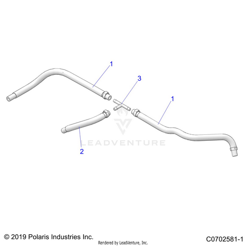 An Image of a Genuine Polaris Parts Schematic Diagram showing the schematic - ENGINE: AIR INTAKE PIPING - 2020 POLARIS RZR TURBO S 4 VELOCITY