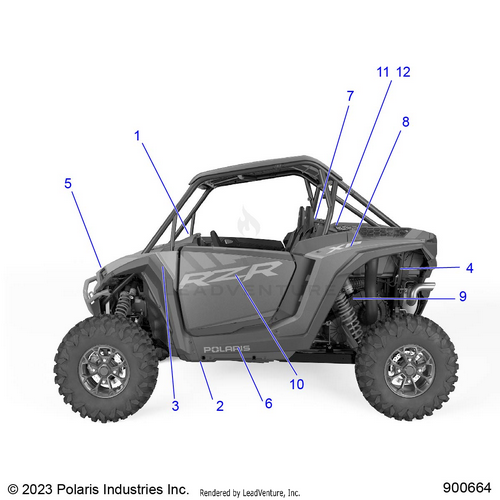 An Image of a Genuine Polaris Parts Schematic Diagram showing the schematic - BODY: DECALS - 2024 POLARIS RZR XP 1000 ULTIMATE