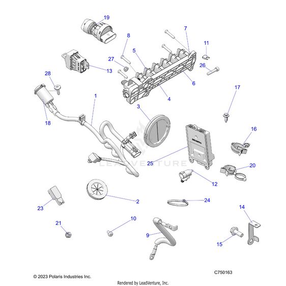 An Image of a Genuine Polaris Parts Schematic Diagram showing the schematic - ELECTRICAL: WIRE HARNESS PERIPHERAL - 2025 POLARIS RZR PRO R 4 SPORT