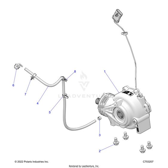 An Image of a Genuine Polaris Parts Schematic Diagram showing the schematic - DRIVE TRAIN: FRONT GEARCASE MOUNTING - 2025 POLARIS RZR 900 TRAIL ULTIMATE
