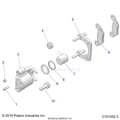 An Image of a Genuine Polaris Parts Schematic Diagram showing the schematic - BRAKES: REAR CALIPER - 2020 POLARIS RZR 570