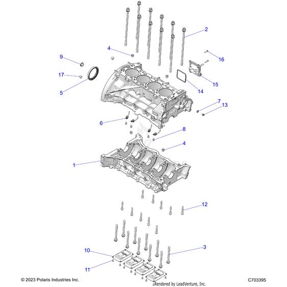 An Image of a Genuine Polaris Parts Schematic Diagram showing the schematic - ENGINE: CYLINDER BLOCK - 2026 POLARIS RZR PRO R 4 LE