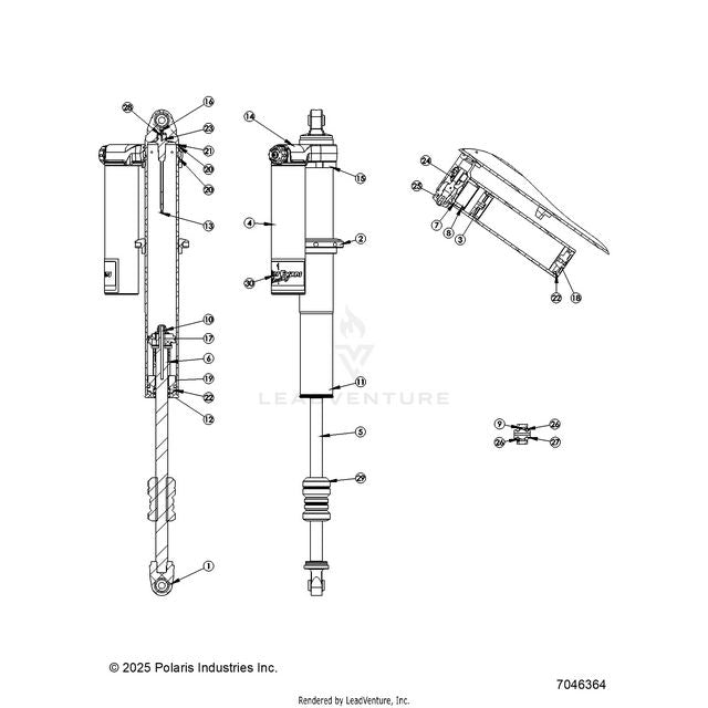 An Image of a Genuine Polaris Parts Schematic Diagram showing the schematic - SUSPENSION: REAR SHOCK INTERNALS - 2026 POLARIS RZR XP 4 1000 ULTIMATE