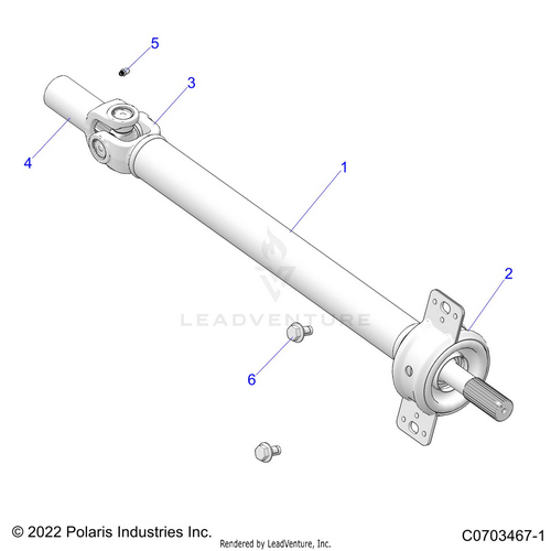 An Image of a Genuine Polaris Parts Schematic Diagram showing the schematic - DRIVE TRAIN: PROP SHAFT MID BEARING - 2022 POLARIS RZR PRO R 4 ULTIMATE