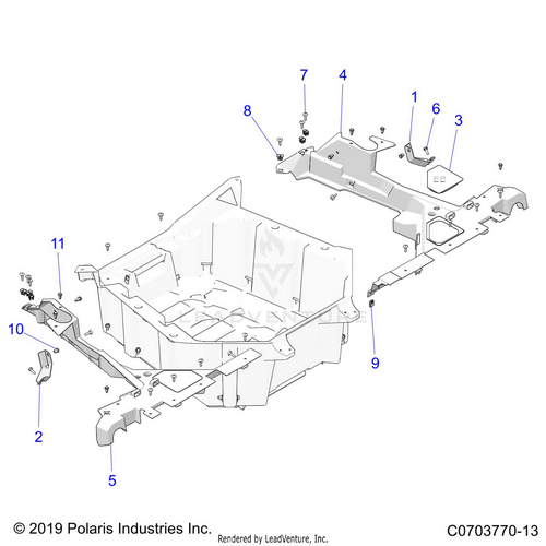 An Image of a Genuine Polaris Parts Schematic Diagram showing the schematic - BODY: REAR RACK MOUNTING - 2024 POLARIS RZR TURBO R 4 ULTIMATE
