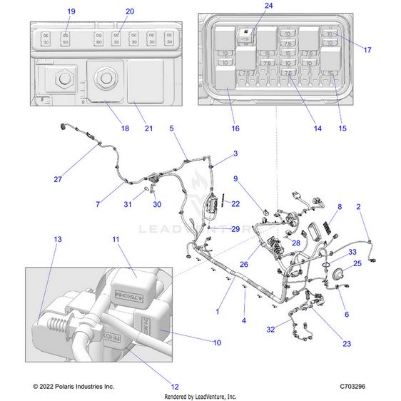 An Image of a Genuine Polaris Parts Schematic Diagram showing the schematic - ELECTRICAL: WIRE HARNESS CHASSIS - 2024 POLARIS RZR PRO R PREMIUM