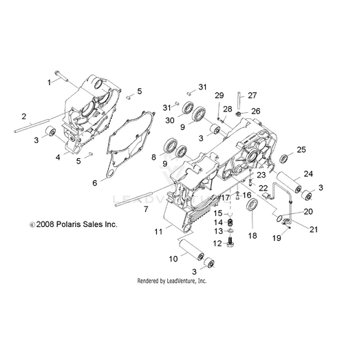 An Image of a Genuine Polaris Parts Schematic Diagram showing the schematic - ENGINE: CRANKCASE - 2019 POLARIS RZR 170