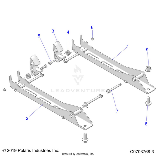 An Image of a Genuine Polaris Parts Schematic Diagram showing the schematic - BODY: SEAT MOUNTING PASS. - 2024 POLARIS RZR PRO XP PREMIUM
